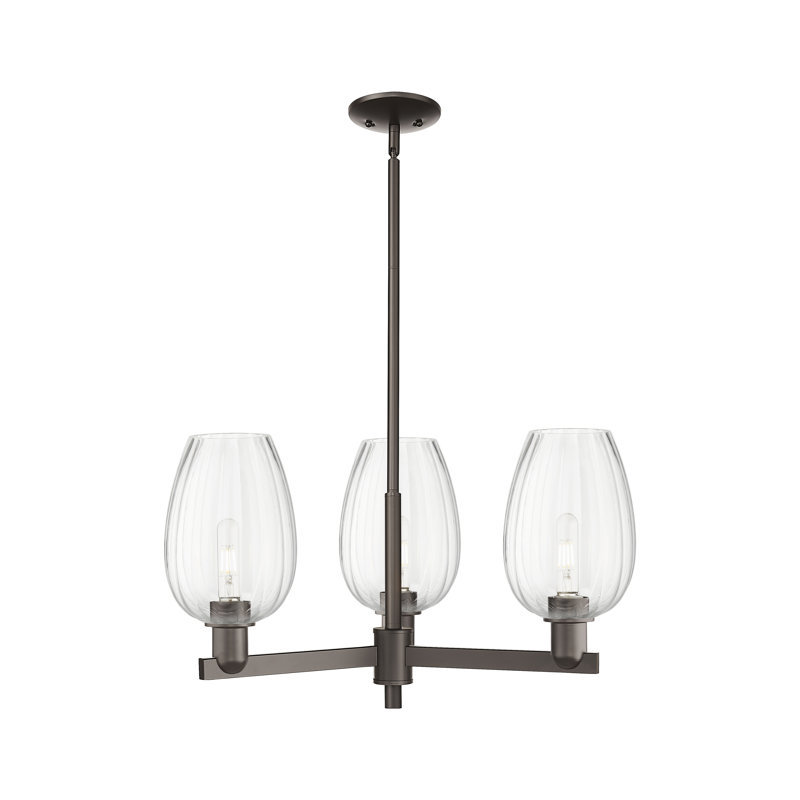 Hailsham - Lustre suspendu 3 lumières, Oil Rubbed Bronze, Clair, Trois lumières