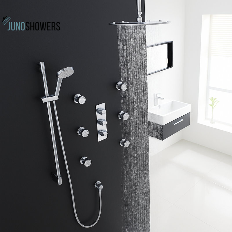 Système de douche de pluie thermostatique à 6 jets Juno New