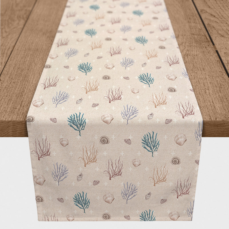 Chemin de table Bryany, 72 po x 16 po, Blanc / rosé