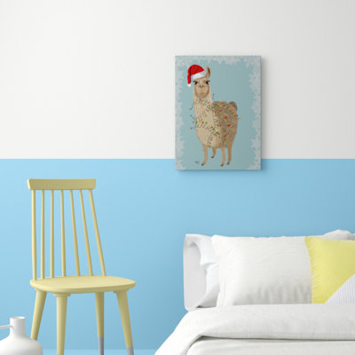 «Llama, Christmas Lights 2», impression sur toile tendue