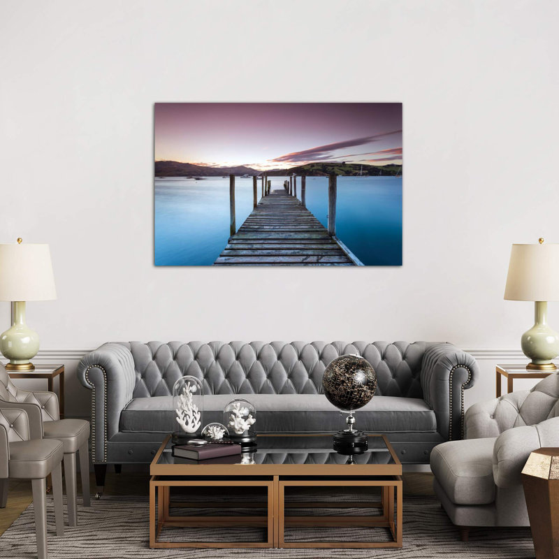 Pier At Sunset I, Akaroa Harbour, Akaroa, Banks Peninsula, Canterbury, South Island, New Zealand by Matteo Colombo - Wrapped Canvas Print