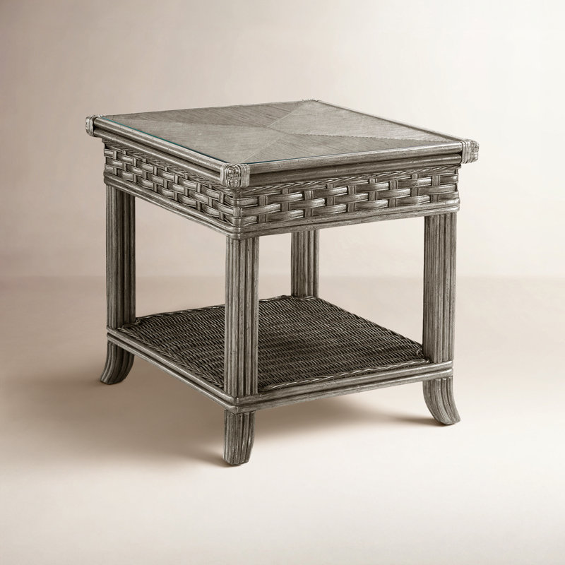Somerset Glass Top End Table, Pumice