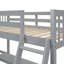 Lit mezzanine simple en bois en forme de L avec échelle et 2 bureaux intégrés en forme de L-104730810
