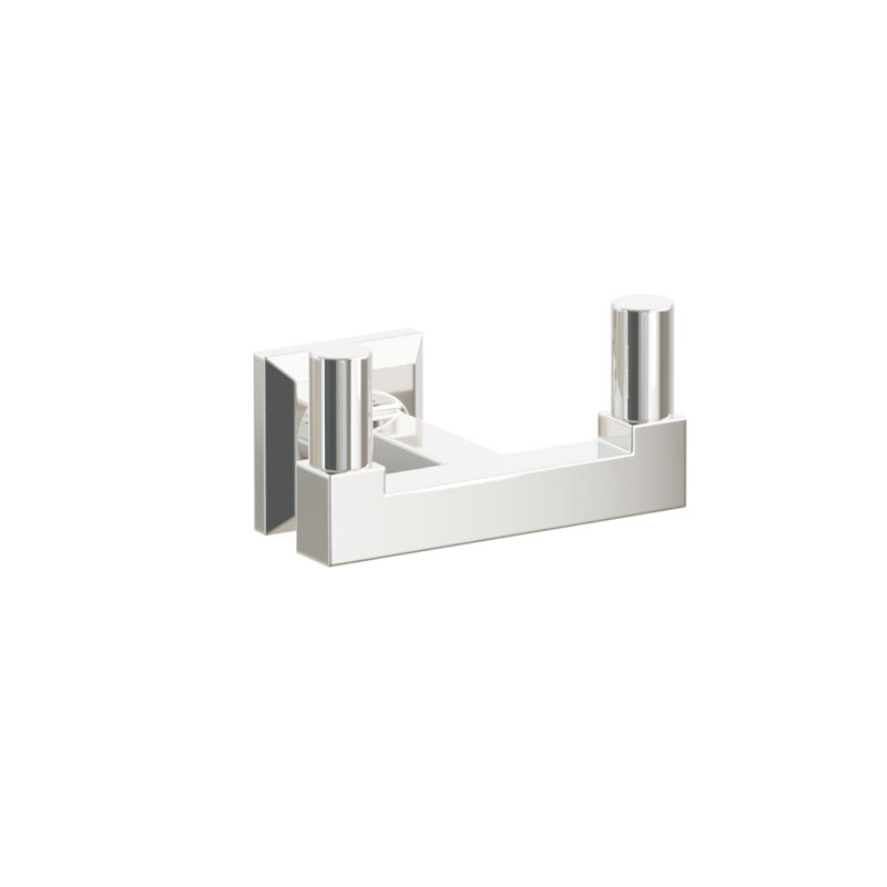 Crochet double Emtek Select avec rosette carrée chanfreinée, tige carrée et pointe lisse, Nickel poli