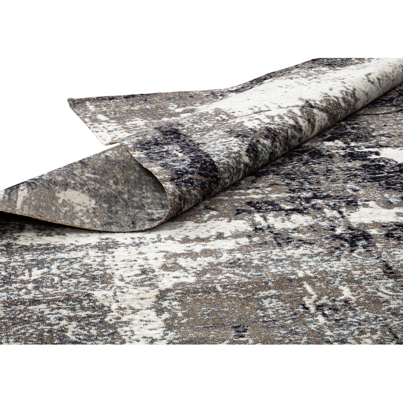 Earth Area Rug in Navy Blue/Charcoal/Ivory, Runner 2'8" x 10'
