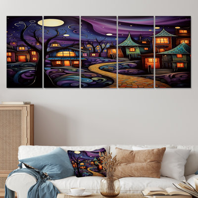 «Frye - City Buildings», art mural sur toile 5 pièces
