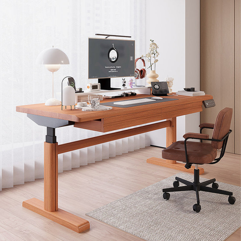 Bureau de 78,74 po simple en bois massif à hauteur réglable et intelligent, H 46,85 po x l 78,74 po x P 29,53 po