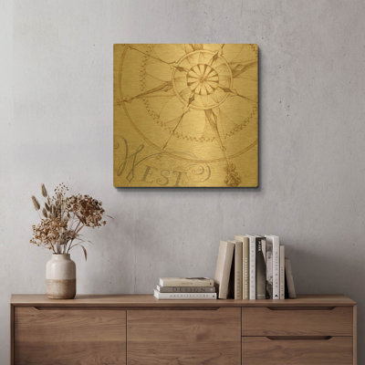 «Coast to Coast Sepia IV» par Daphne Brissonnet, art mural en métal doré, 24 po x 24 po