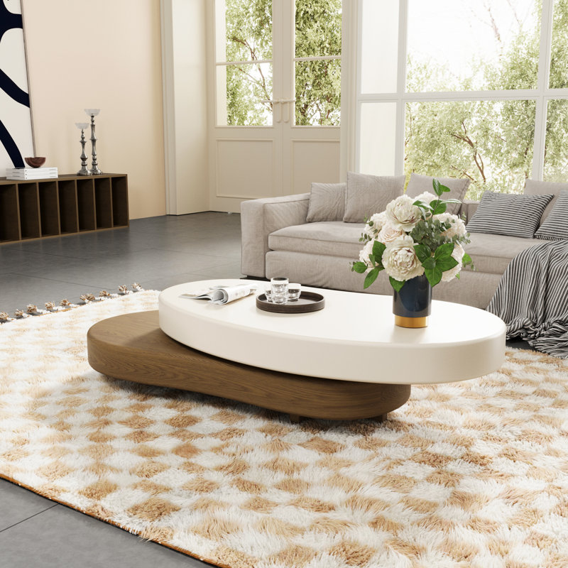 Table basse extensible moderne Masek, élégante table basse rotative créative, Brun
