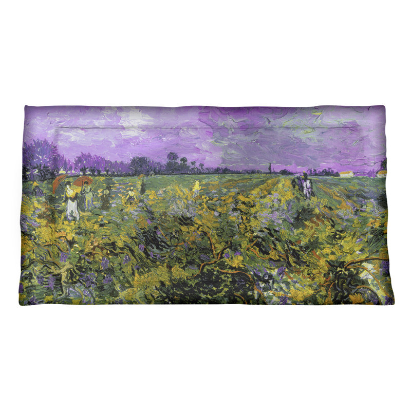 Coussin décoratif Vincent Van Gogh le vignoble, Microfibre, Grand, Mauve