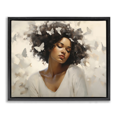 Cadre flottant femme avec papillons blancs, design par Arlington Prints
