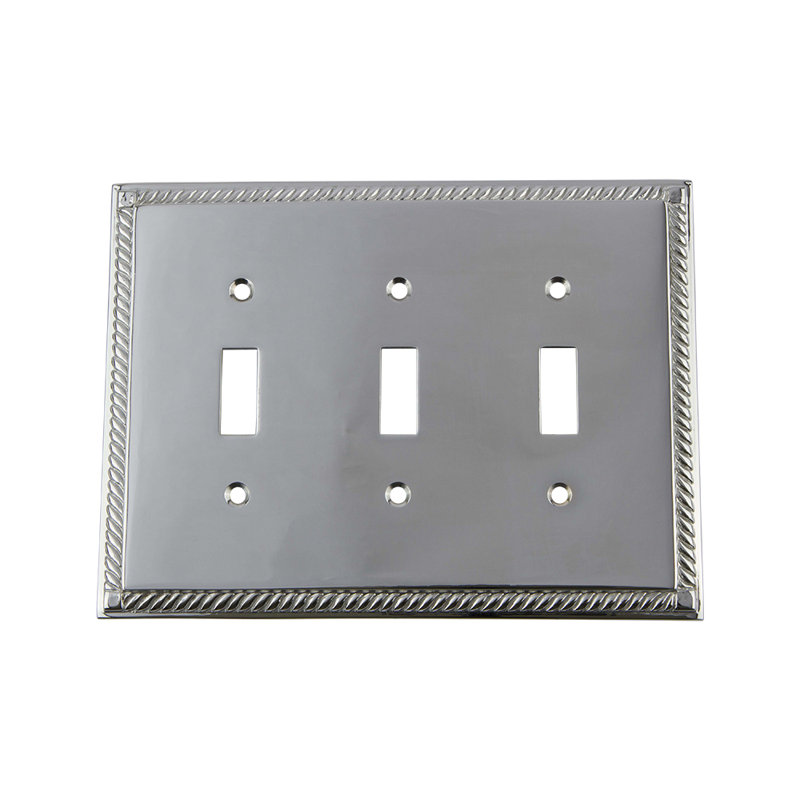Rope 3-Gang Toggle Light Switch Wall Plate, Bright Chrome