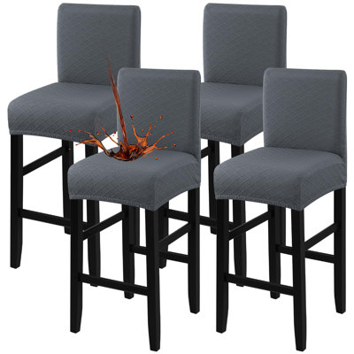 Housse pour chaise de bar imperméable, grise, paquet de 4, extensible, housse de tabouret haut avec dossier, housse de chaise de comptoir, lavable amovible, pour la cuisine, la salle à manger