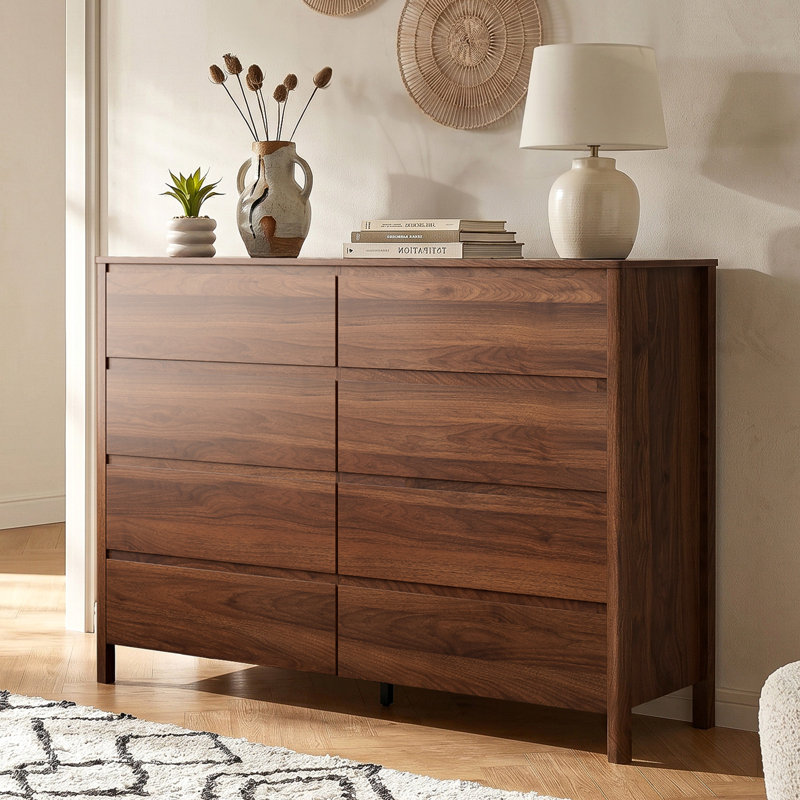 Commode 8 tiroirs l 55 po, Brun
