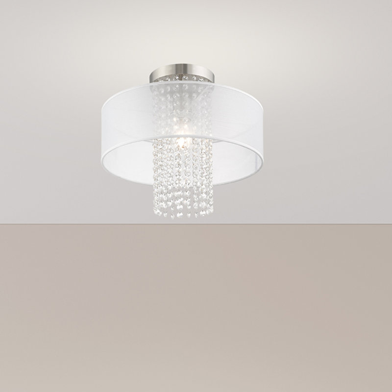 Plafonnier semi-encastré 1 lumière Haney, H 13,5 po x l 15 po x p 15 po, Translucide