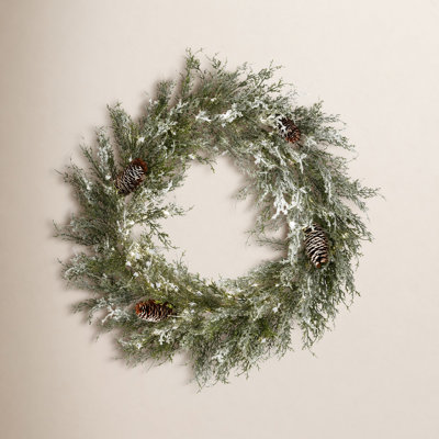24" Frosted Pre-Lit Wreath