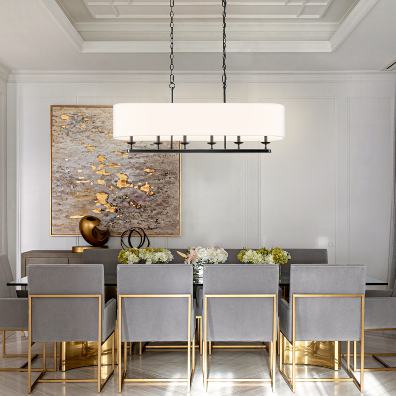 Fabric Chandelier 6-Light Dining Room Chandelier over Table Island Lights for Kitchen Modern Chandelier Drum Chandelier