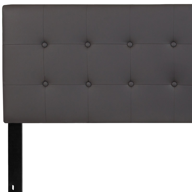 Ciriaca Button Tufted Upholstered Headboard, Gray, Queen