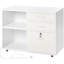 Classeur à 3 tiroirs en bois blanc - rangement polyvalent avec tablettes ouvertes et compartiments scellés, panneau de particules, bande mobile à mobilité réduite, grande capacité pour la décoration de documents, verrouillable