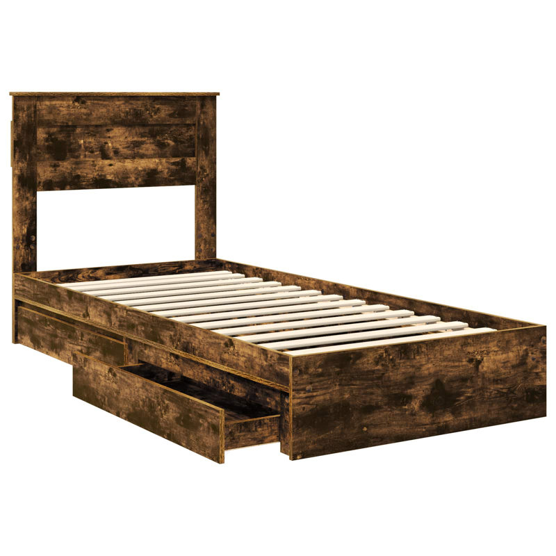 Bed, European Single (90 x 200 cm), Smoked Oak