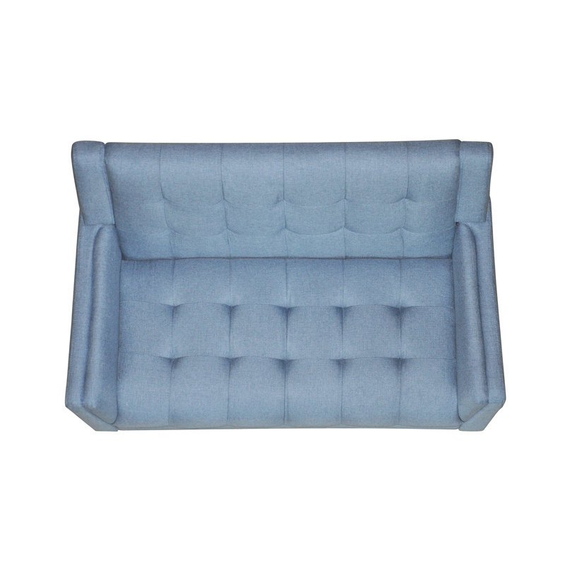 Evelyn Blue and Walnut Mid-Century Modern Arm Chair and Loveseat Set