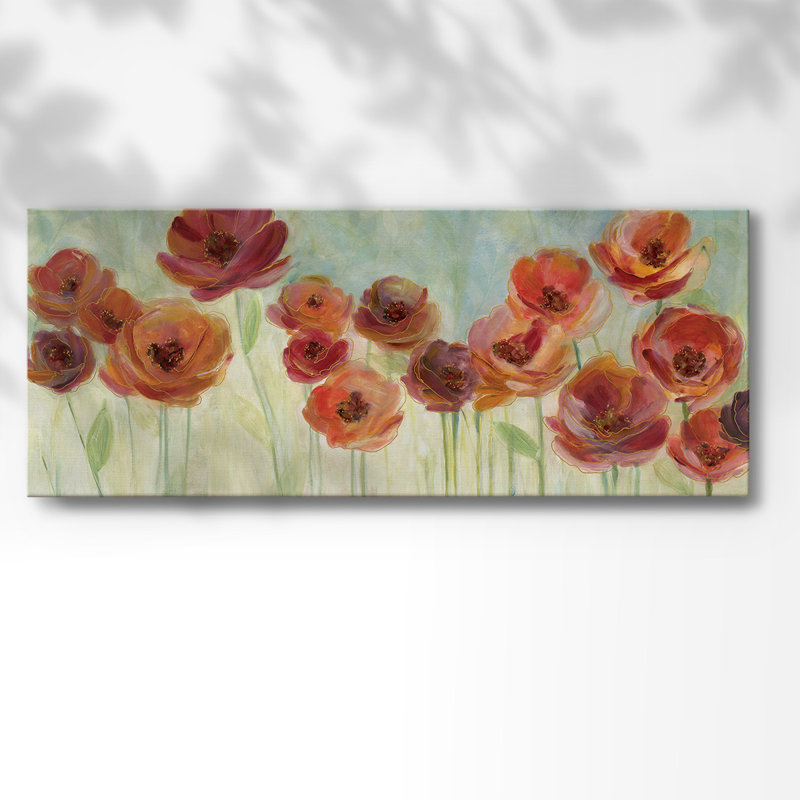 Coquelicots des prés sur toile, H 20 po x l 50 po x P 1,5 po
