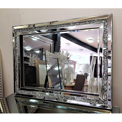 Large Jewel Wall Mirror Loose Diamante New Crystal Square Decor Mirror Gift