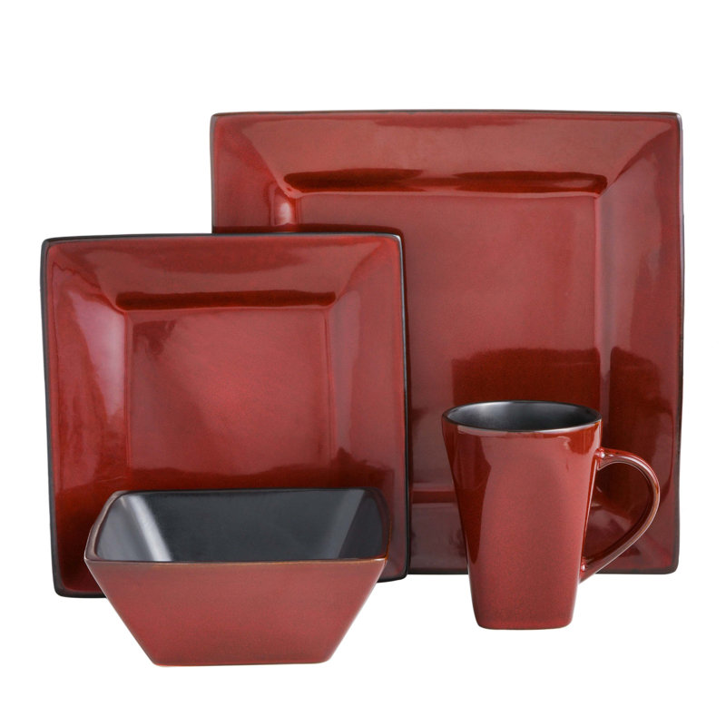 Kiesling 16 Piece Dinnerware Set, Red