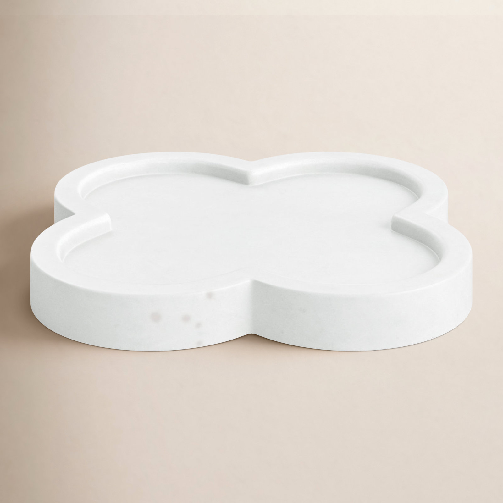 8" Dyer White Marble Trinket Tray, Flower Shape, 1"H - 8" x 8" x 1"