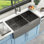 Évier de cuisine en acier inoxydable à tablier frontal à double cuve 60/40 L 33 po x l 21 po