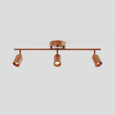 Shura Brushed Copper 3-Light Track Light With Rotatable Heads, Integrated LED, 2 Ft. Track Lighting Kit, 3000K, 1470 Lmn