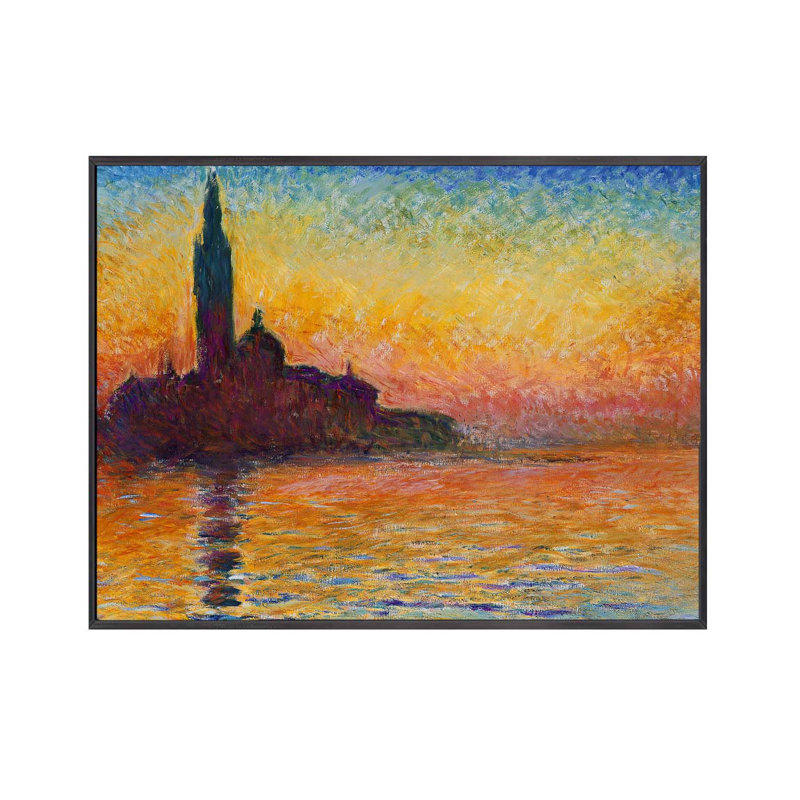 Cadre «SUNRISE I» par Claude Monet, Cadre noir, H 16 po x l 14 po