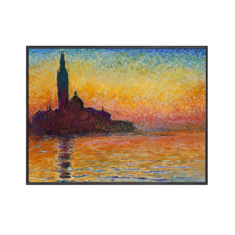 Cadre «SUNRISE I» par Claude Monet, Cadre noir, H 60 po x l 54 po