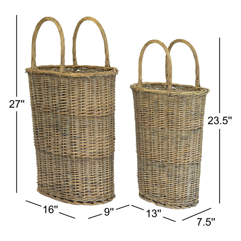 Ruben SET OF TWO TALL OVAL WICKER BASKETS