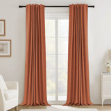 Bedroom Blackout Curtains Faux Linen 100% Blackout Window Drapes Drop Thermal Insulated Draperies(2 Panels, 50 Wide Each Panel)