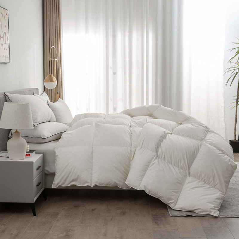  All Season Feather Down Comforter Cotton Cover Duvet with Corner tabs, Twin