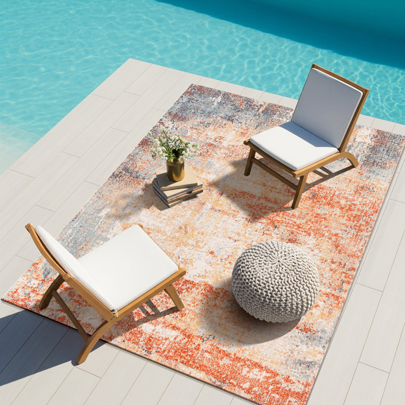 Cedrone Modern Boho Burnt Orange Area Rug, Rectangle 200 x 275cm