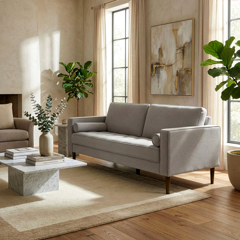 Canapé en tissu sergé beige Bisera, Beige