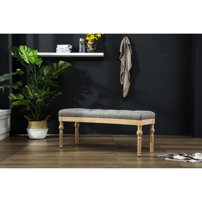 Banc de salle à manger de couleur grise Habit - structure en bois massif, rembourrage de siège confortable, conception élégante des pieds, fabrication de pièce de 48 po x 16 po x 19,5 po, revêtement en tissu, pieds attrayants, l 48 po x P 16 po x H 19,5 po