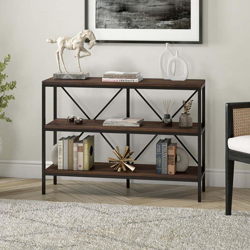 Kira Console Table with Shelves, 30" H x 42" W x 11.75" D, Brown