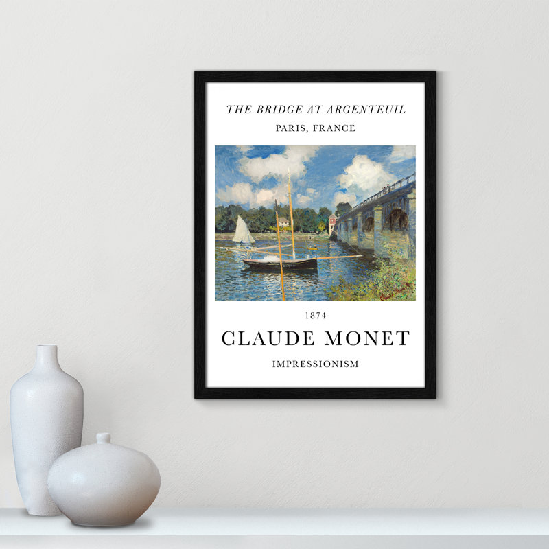 Pont à Argenteuil par Claude Monet, Non, Cadre photo noir simple, H 23 po x l 17 po x P 0,75 po