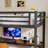 Metal Loft Bed Twin Xl Size With Desk,Power Outlet And Led Lighted