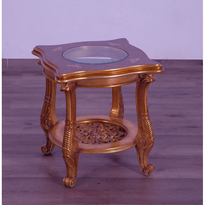 Modigliani Glass End Table, Parisian Vintage Copper