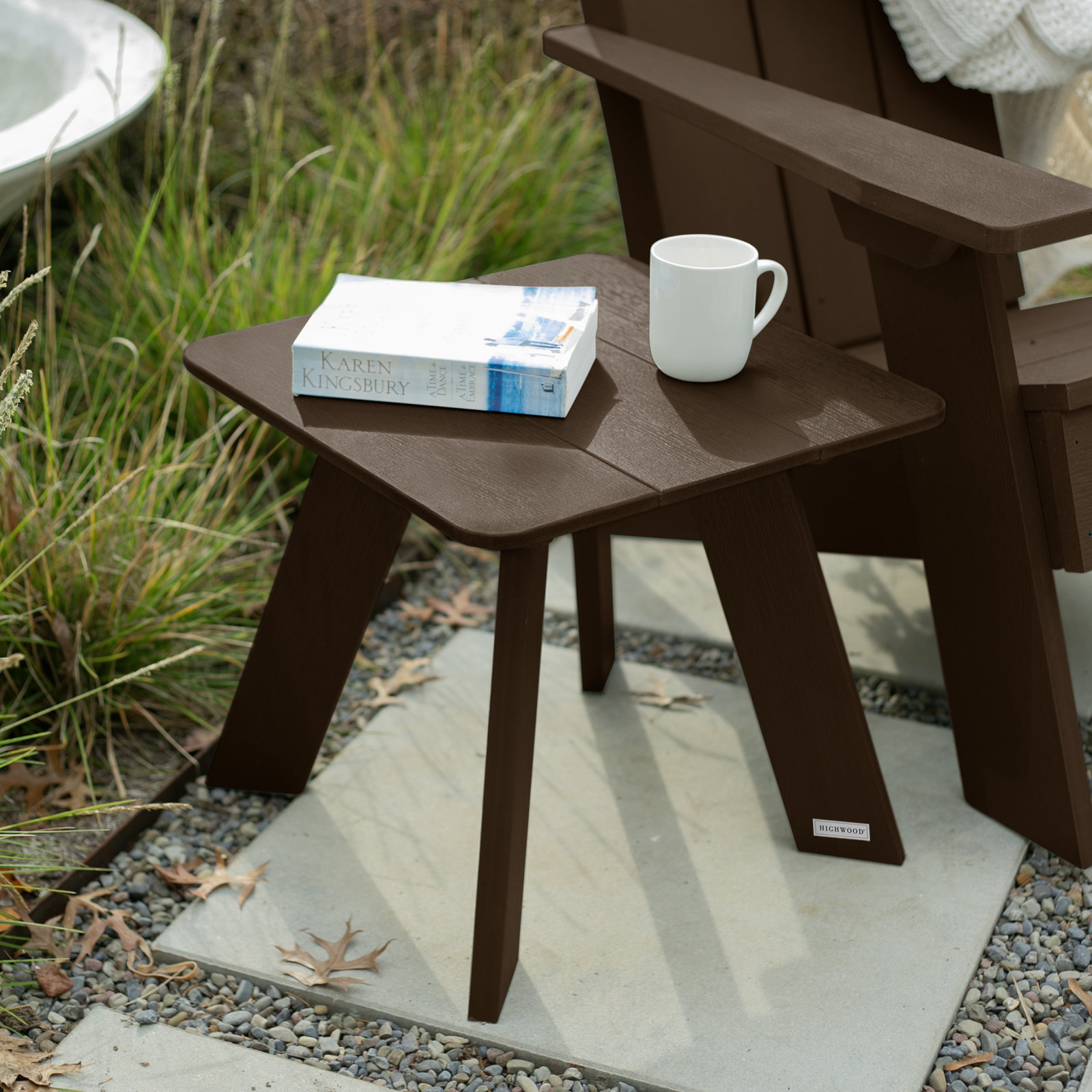 Byrnes 17.8'' Plastic / Acrylic Outdoor Side Table, Weathered Acorn