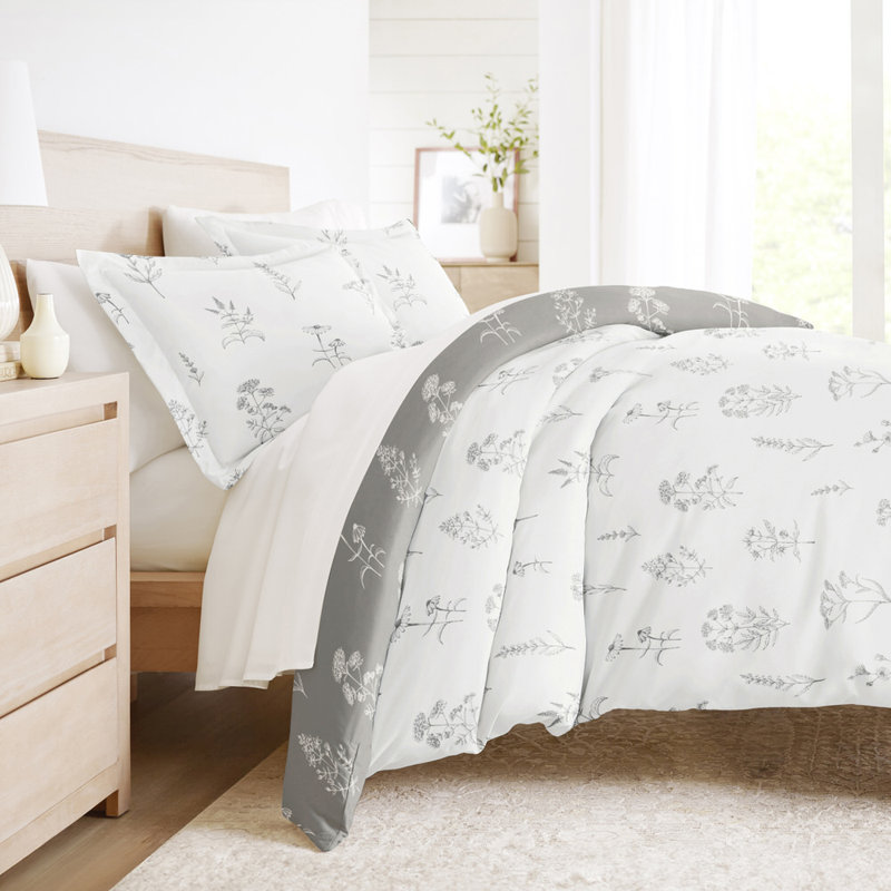 Duvet Cover Set Patterned Microfiber Ultra Soft Bedding in Botany Floral, King Duvet Cover + 2 Standard Shams
