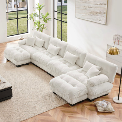 Canapé modulaire à combinaison libre, canapé en forme de U pour le salon, canapé confortable à 4 places avec 2 repose-pieds, chenille