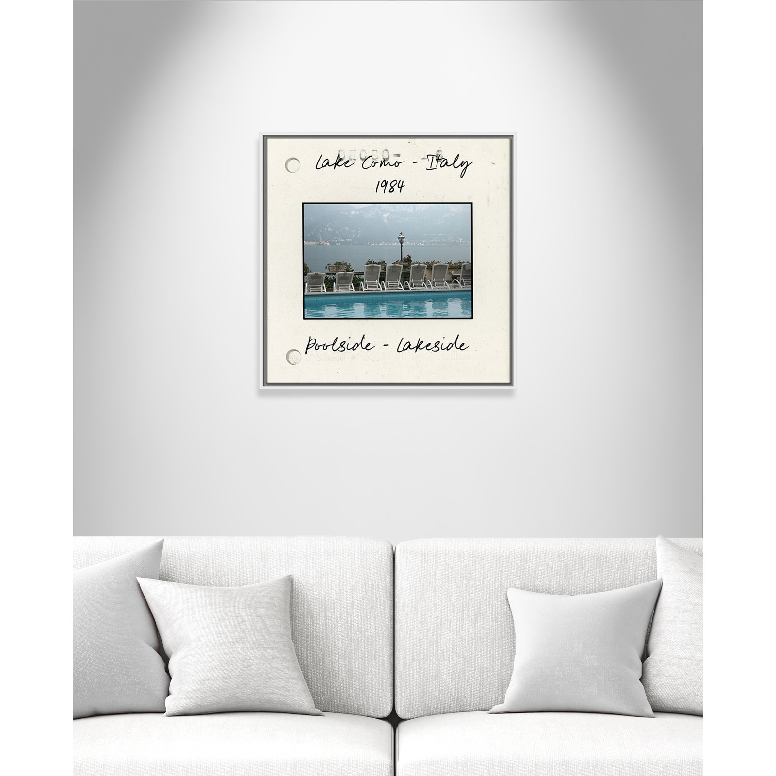 Travel Slide Collection "Lake Como, Italy" Print, White Floater Framed Canvas, 25.5" H x 25.5" W x 2" D