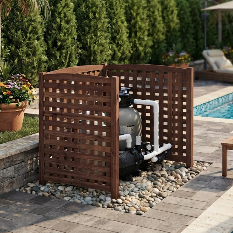 Clôture d'intimité en bois à 3 panneaux pour unité AC, poubelle et équipement de piscine