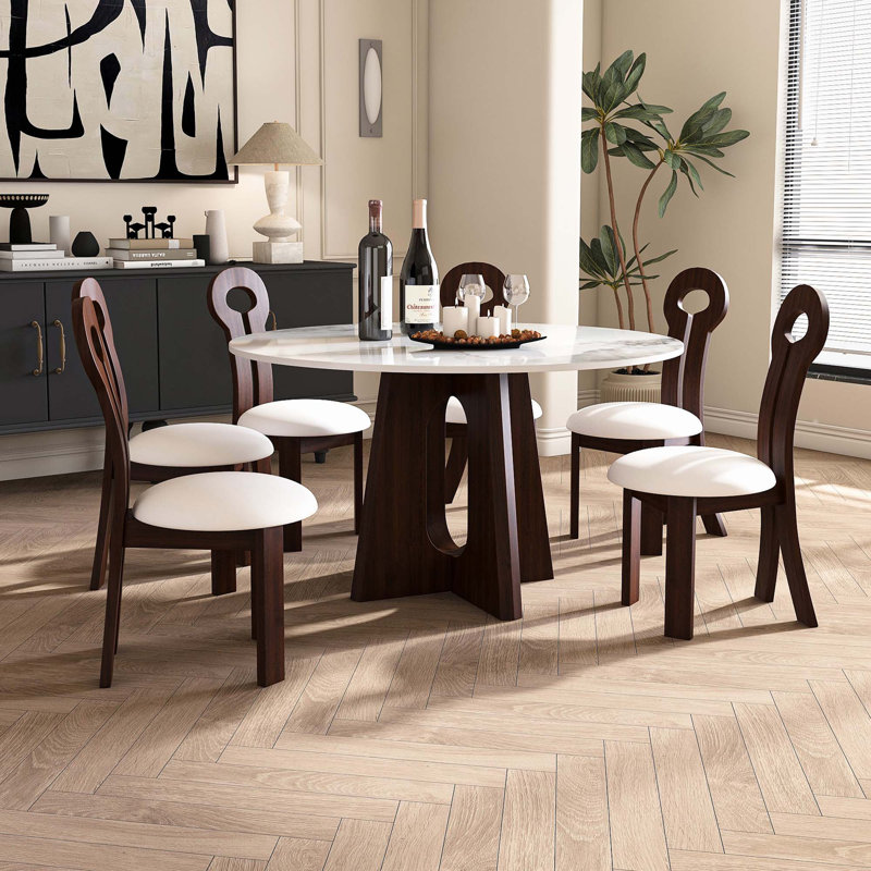 53" Sintered Stone Round Dining Table Set, 7