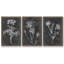 Slate Floral II, ensemble de 3 toiles encadrées sur toile-97706444-97706445